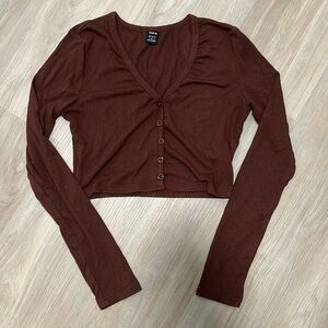 Shein Cropped Button-Up Long Sleeve